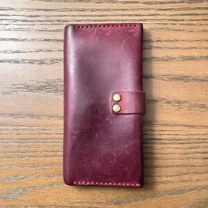 Burgundy Leather Wallet with Snap Closure